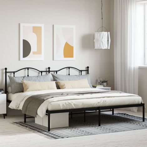Estructura cama sin colchón con cabecero metal negro 200x200 cm vidaXL (1/5)