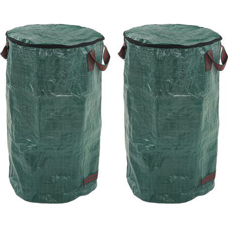 2 grüne 272-Liter-Gartensäcke für Pflanzenabfälle mit verstärkten Griffen, wetterfest, 67 x 76 cm (1/5)