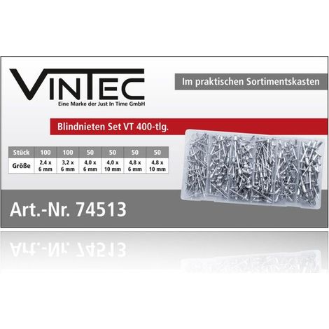 Assortiment Rivets aveugles alu en coffret 400 pièces - VINTEC