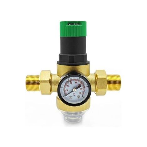 3/4 Pouce Reducteur de Pression Eau, Reducteur de Pression Avec Manometre Pression Eau Et Filtre à Mailles, RéDucteur de Pression D'Eau En pour Robinets D'Irrigation de Jardin de Chauffage au Gaz (1/5)