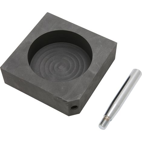 Moule de coulée rond en graphite, excellente conductivité thermique, résistance aux hautes températures, moule à métal avec poignée et rainure, pour coulage artisanal et industriel. (1/5)