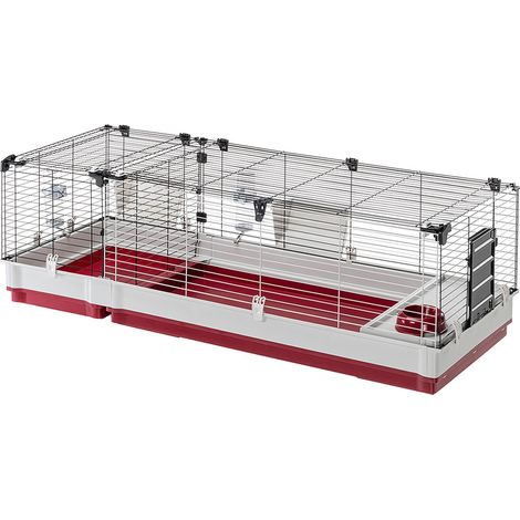 Ferplast KROLIK 160 Gabbia per conigli con divisorio removibile. Variante KROLIK 160 - Misure: 162 x 60 x h 50 cm - Bordeaux (1/5)