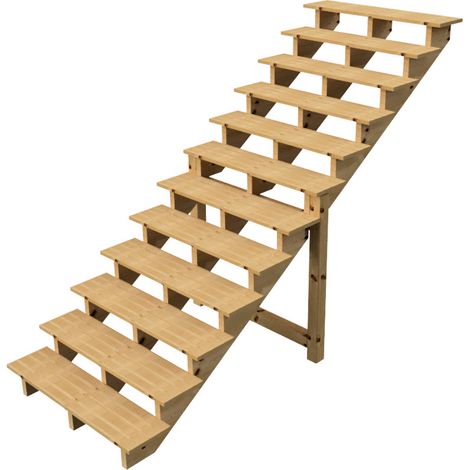 Außentreppe Holz Höhe 207cm 12 Stufen, Breite 120cm, OHNE Setzstufen