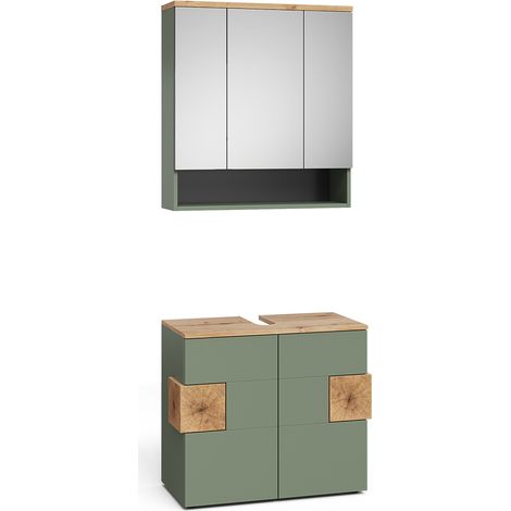 Set mobili bagno Eden, Verde/Artigianale, 2 parti, Vicco (1/5)