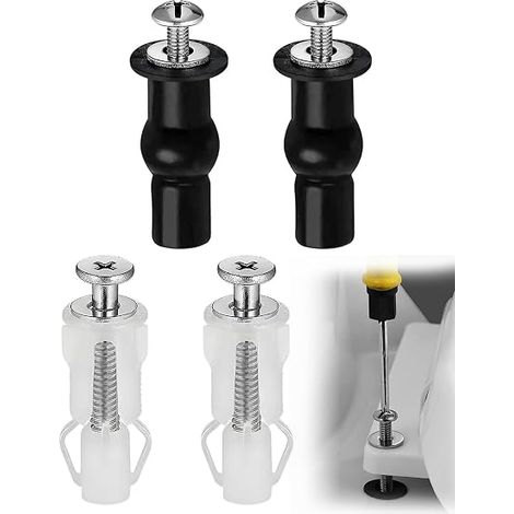 Fixation Abattant WC Universel, Lot de 4 Pièces, Montage Sans Outils, Compatibilité Optimale pour Toilettes Modernes, Fixation Durable Prévenant les Desserrements (1/5)