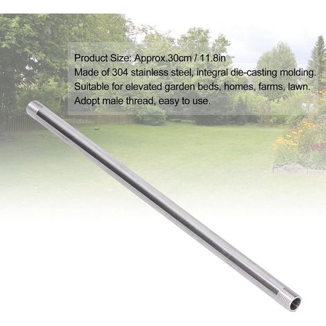 Metallrohr, G1/4 Außengewinde, 30 cm, Edelstahl-Gewinderohr, Sanitärrohrverschraubung, Befestigungsverbindung für Hochbeete (1/5)