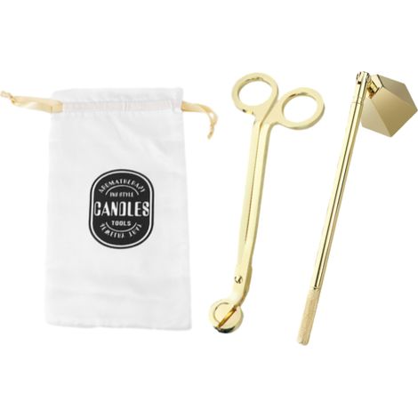 Set Accessoire Bougie - Coupe-Flamme + Pinces à Mèche en Acier Inoxydable - Pour Entretien Bougies Parfumées - Lot de 2 Pièces (1/5)