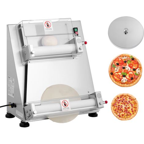 Formeuse à pizzas 7,6-40,6 cm, presse à pâte électrique commerciale 390 W, 260 feuilles par heure, laminoir à pâte à pizza semi-automatique en acier inoxydable, épaisseur réglable avec couvercle (1/5)