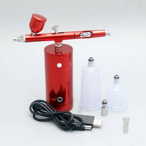 Mini compresseur d'air portable rechargeable, kit aérographe pour peinture, pistolet aérographe, nail art, tatouage, loisirs créatifs, vaporisateur de peinture pour gâteaux, couleur aléatoire (1/5)