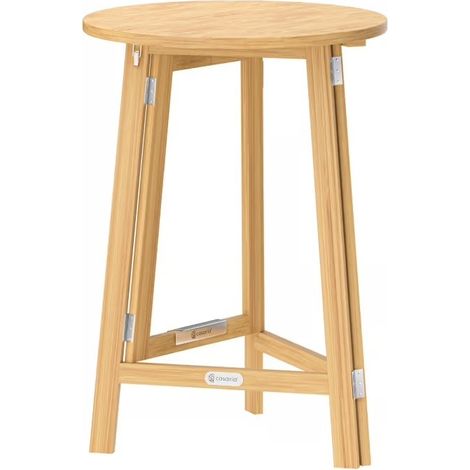 Table haute pliable en bois Ø80cm - Mange-debout jardin et terrasse (1/3)