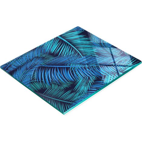 Tabla de cocina de vidrio templado con gr谩ficos decorativos de hojas de palmera 60x52 cm (1/5)