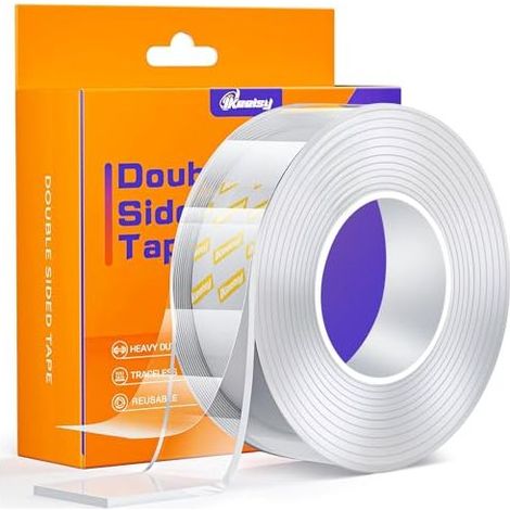 Extra starkes doppelseitiges Klebeband, transparent und strapazierfähig, ideal zum Aufhängen von Postern und Fotos zu Hause/im Büro (5 Meter) – 5 m x 3 cm (1/5)