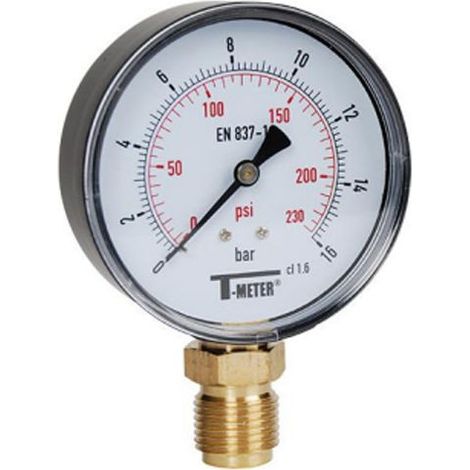 Manomètre ABS à cadran sec RADIAL Mâle 1/2" (15/21) - Ø80 - 0 à 16 bar - Sferaco