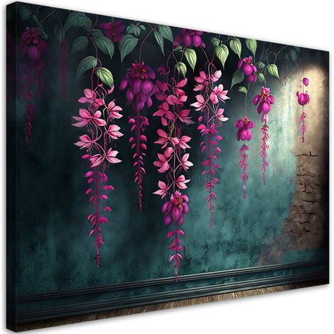 Tableau sur toile Tableau sur toile Suspension de fleurs sur fond de béton 60x40 (1/5)