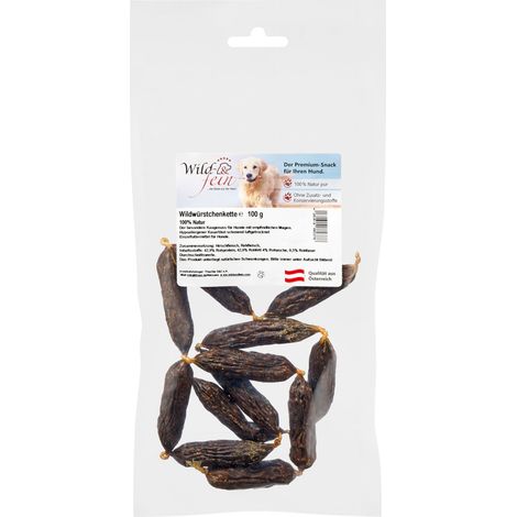 Wild & Fein Kettenwürstchen Wild, 100 g - leckerer Kauartikel für Hunde