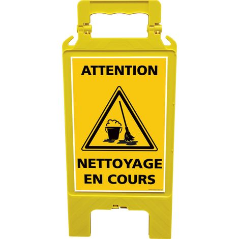 CHEVALET SIMPLE DE SIGNALISATION ATTENTION NETTOYAGE EN COURS (SWPSG711I) (1/5)