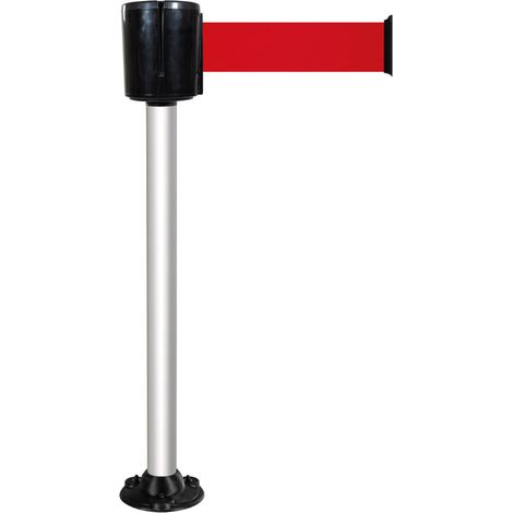 Poteau alu anodisé sangle rouge 10m x 100mm socle fixe - 2801430 (1/3)