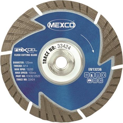 MEXCO FCXCEL 125mm Flush Cut Diamond Blade for Angle Grinders (1/2)