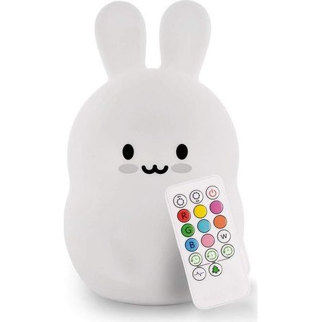 Veilleuse Lapin Souriant - DIRIGÉLampe de chevet en silicone, commande tactile et télécommande (1/5)
