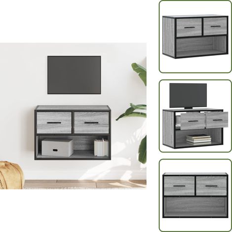 Meuble TV sonoma gris 60x31x39,5 cm bois d'ingénierie et métal - Meuble TV - Meubles TV - Support TV - Meuble HiFi