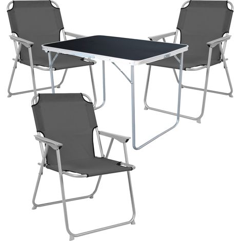4-tlg Campingsessel Grau + Campingtisch-MMC330870B+3xMPO2600-Grau (1/4)
