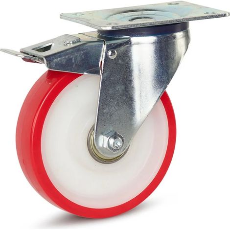 Roulette pivotante freinée - MESO - PU - Platine - 160mm - 330kg