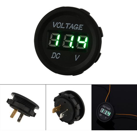 Digitales 12V/24V-Gleichstrom-Voltmeter mit LED-Anzeige, Zigarettenanzünderstecker, wasserdichte Spannungsanzeige für Autos, digitales Kfz-Messgerät (1/5)