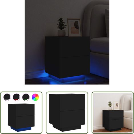 LED-Beleuchtung - Nachttisch mit LED-Leuchten Schwarz Holzwerkstoff (1/5)