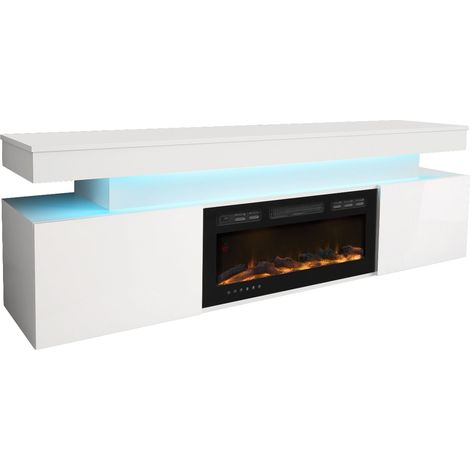 Mirjan24 – Meuble TV Monfero 104 – Blanc brillant – Dimensions 190x59x41cm – Éclairage LED intégré – MDF stratifié pour durabilité