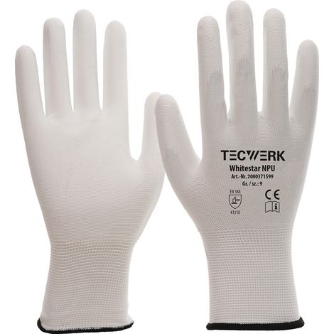 TECWERK Handschuhe Whitestar NPU Gr.9 (XL) weiß EN 388 PSA II TECWERK