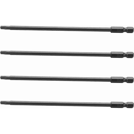 4 embouts de tournevis de sécurité magnétiques Torx T20 à tige de 6,35 mm (1/4 pouce), longueur 150 mm (1/5)