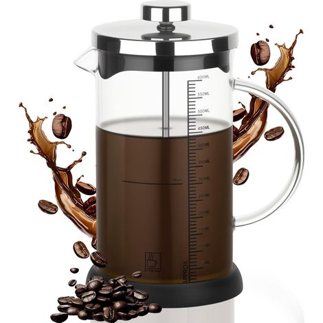 Cafetière à Piston,600ml French Press avec Filtres Remplacement (1/5)