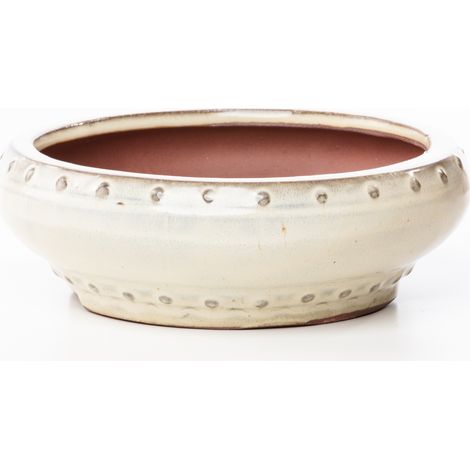 Vaso bonsai smaltato tondo cm. 15 Avorio (1/2)