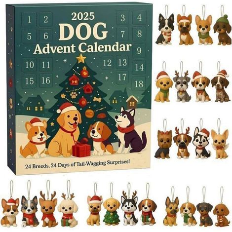 24 Décorations Calendrier de l'Avent, Ornement Acrylique Chien, Sapin Noël 2025, Cadeau Amoureux Animaux (1/5)
