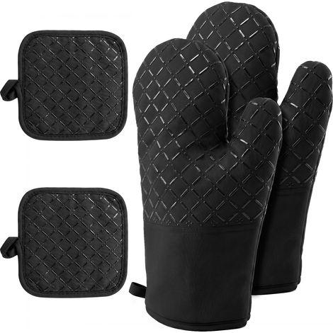 Lot de 4 Gants de Cuisine et Tapis résistants à la Chaleur, résistants aux Hautes températures, antidérapants, résistants à la Chaleur jusqu'à 250 °C, adaptés pour la Cuisine, la pâtisserie et Les (1/5)