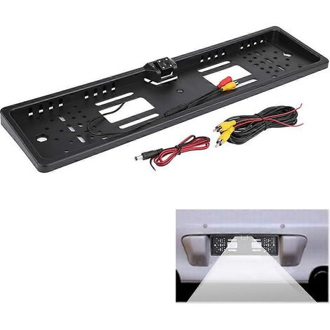 Caméra de recul grand angle 170° avec 4 LED infrarouges, vision nocturne et support de plaque d'immatriculation (1/5)