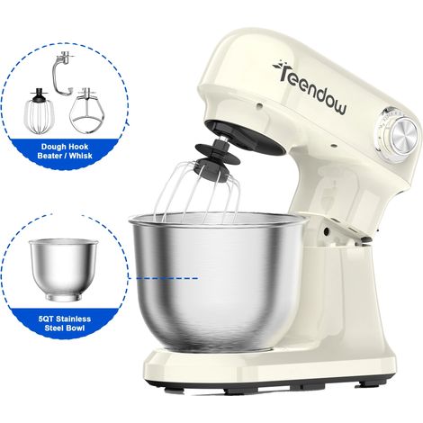 Robot da cucina, ciotola da 5 litri, 12 velocità, testa inclinabile, frusta e gancio impastatore inclusi, alimentazione 220V-240V CA. (1/5)