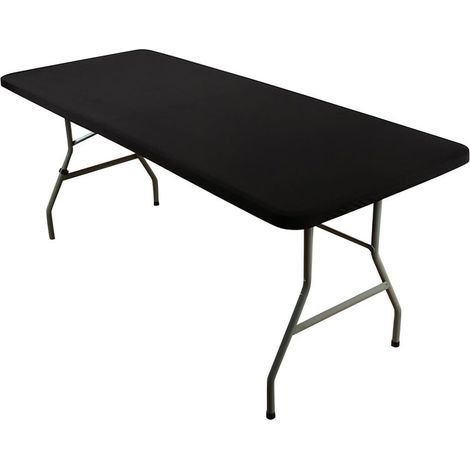 Nappe noire 183 x 76 cm avec élastique pour table de jardin, de cuisine ou de terrasse, pour l'extérieur. (1/5)