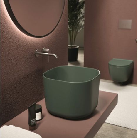 UNICA 40x40 Bleu mat. sans bonde. sans siphon (1/5)