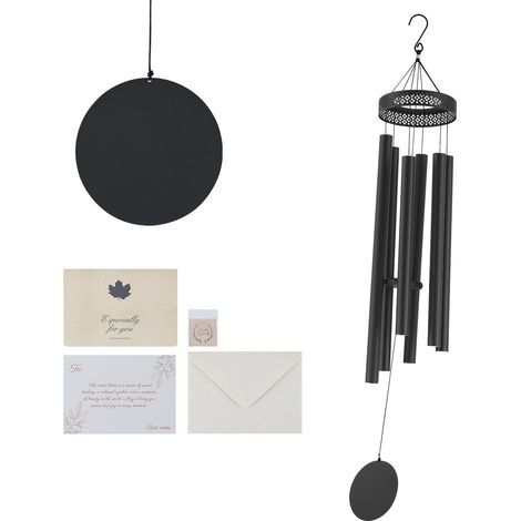 VEVOR Campanelli Eolici per Esterni 1473 mm Campanelli Eolici dai Toni Profondi con 6 Tubi, Campanelli Eolici Commemorativi per Anniversario, Decorazioni per Patio, Portico, Giardino e Cortile, Nero (1/5)