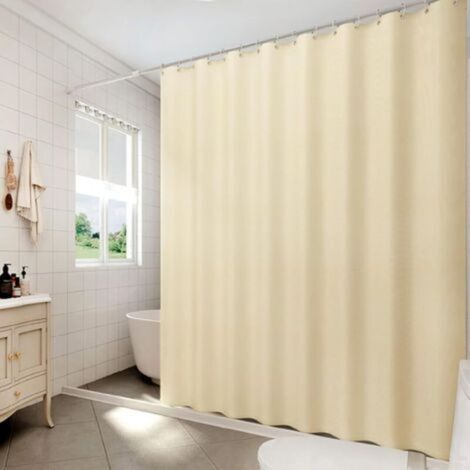 Rideau de douche, 120 x 180 cm, rideau de douche anti-moisissure, avec anneau de rideau de douche, beige (1/4)