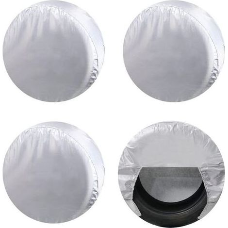 Housses de pneus pour roue de camping-car (lot de 4 argent), protections solaires UV imperméables Oxford pour camion, camping-car, bateau, remorque, camping-car, SUV, pour diamètre 30"-32" argent (1/5)