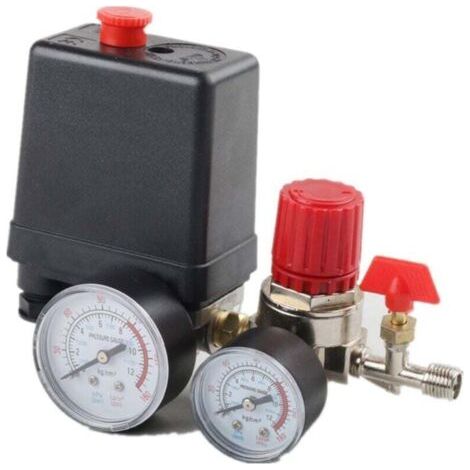 Compresseur d'air - Régulateur de vanne de régulation de manomètre avec manomètres pour compresseur (1/4)