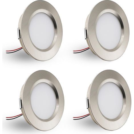 Set of 4 recessed LED spotlights, dimmable 12V, extra flat 14mm, IP44, 55mm hole, bathroom, camper van (1/5)