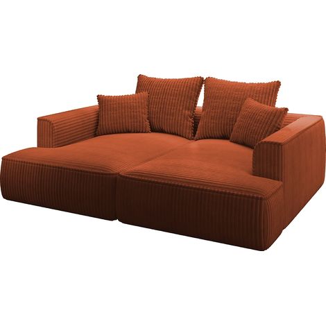 Divano 3 posti seduta comoda e profonda in velluto a coste grosse Terracotta - PINETA (1/5)