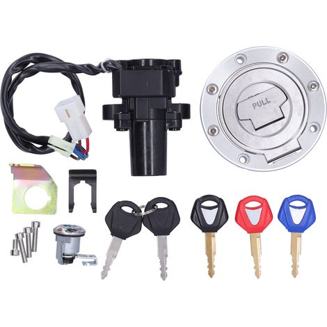 Jeu de serrures moto pour bouchon réservoir, allumage, boîte à gants avec clés, compatible Yamaha YZF R1 R6 2001-2011 (1/5)