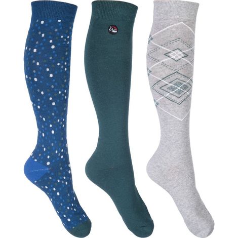 39/42, Blu marino e Petrolio 6950: Set 3 Reitsocken für Herren und Jungen Modell Florida (1/2)