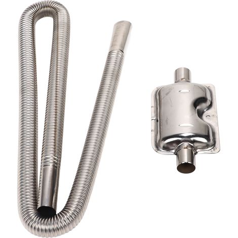 Tuyau d'échappement silencieux pour chauffage air stationnaire, réservoir diesel inox, durite ventilation 2,5cm diamètre intérieur, 120cm, accessoire compatible (1/5)