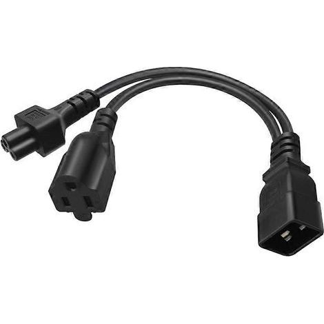 Câble adaptateur d'extension d'alimentation secteur IEC320 C20 vers IEC320 C5+NEMA 5-15R de 30 cm (1/4)