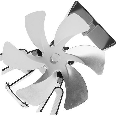 Ventilateur de table à 6 pales, alimenté par la chaleur, en alliage d'aluminium, avec commande manuelle, pour poêles à bois et brûleurs à granulés, couleur argent. (1/5)
